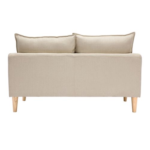 Canapé Scandinave 2 Places En Tissu Beige Et Bois Clair Kate