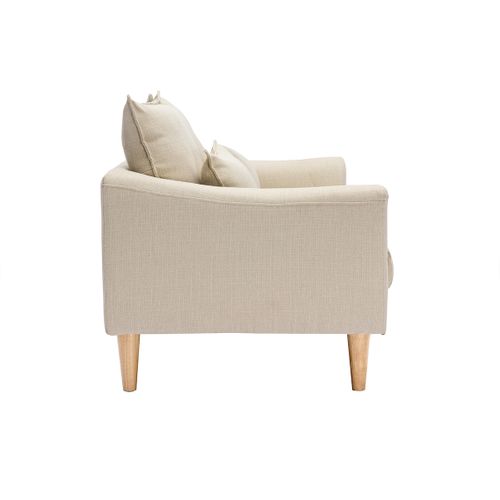 Canapé Scandinave 2 Places En Tissu Beige Et Bois Clair Kate