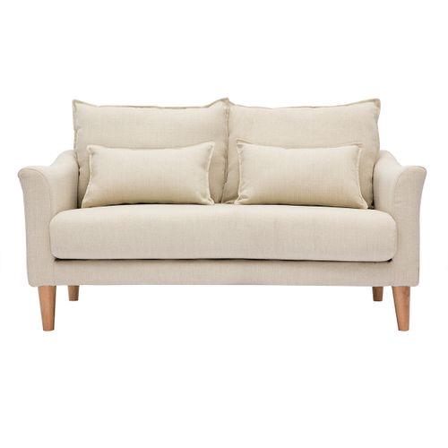 Canapé Scandinave 2 Places En Tissu Beige Et Bois Clair Kate