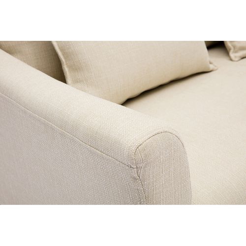 Canapé Scandinave 2 Places En Tissu Beige Et Bois Clair Kate