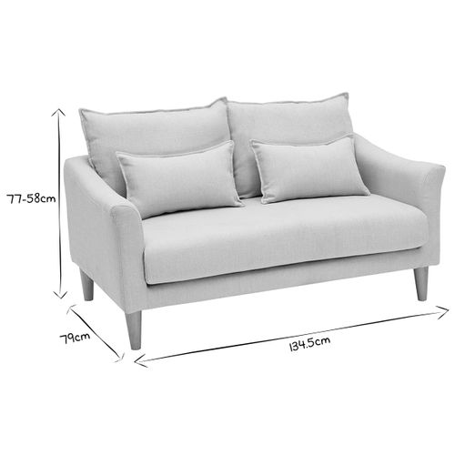 Canapé Scandinave 2 Places En Tissu Beige Et Bois Clair Kate