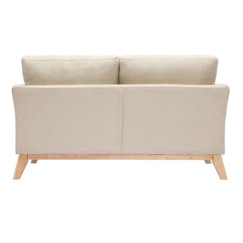 Canapé Scandinave Déhoussable 2 Places En Tissu Beige Et Bois Clair Oslo