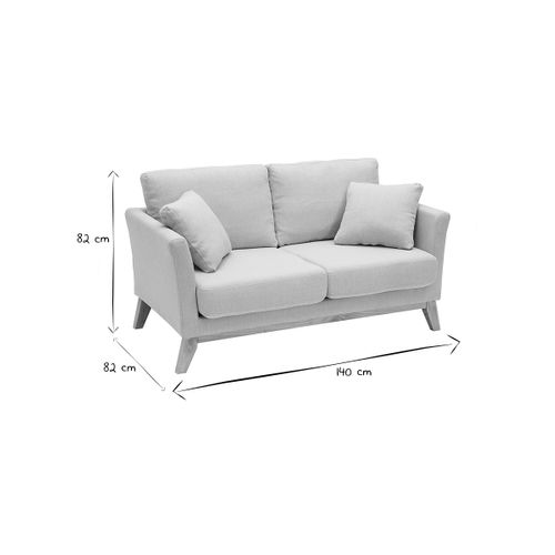 Canapé Scandinave Déhoussable 2 Places En Tissu Beige Et Bois Clair Oslo