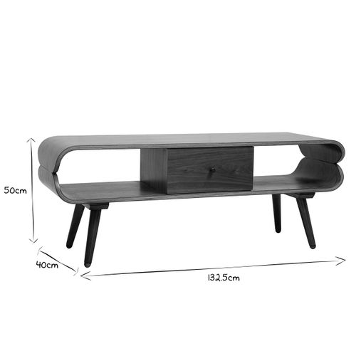 Meuble TV Vintage En Bois Foncé Avec Rangements L132 Cm Takla