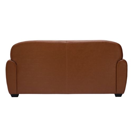 Canapé Convertible Vintage 3 Places Cuir Marron Et Bois Noir Avec Matelas 9 Cm Club