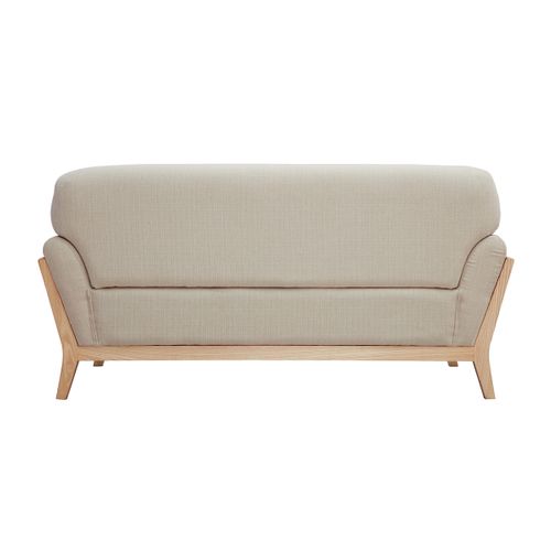 Canapé Scandinave 2 Places En Tissu Beige Et Bois Clair Yoko