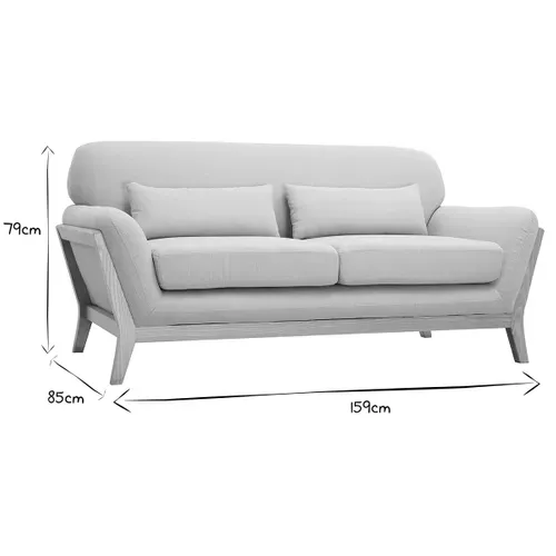 Canapé Scandinave 2 Places En Tissu Beige Et Bois Clair Yoko