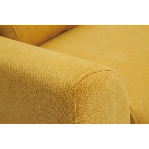 Canapé Scandinave 2 Places En Tissu Effet Velours Jaune Moutarde Et Bois Clair Ektor