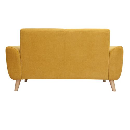 Canapé Scandinave 2 Places En Tissu Effet Velours Jaune Moutarde Et Bois Clair Ektor