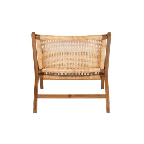 Fauteuil Ethnique En Bois Teck Massif Et Cannage En Rotin Naturel Hamma