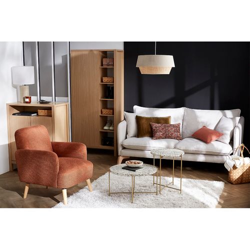 Table D'appoint Design Ronde En Terrazzo Et Métal Doré D40 Cm Mezzo