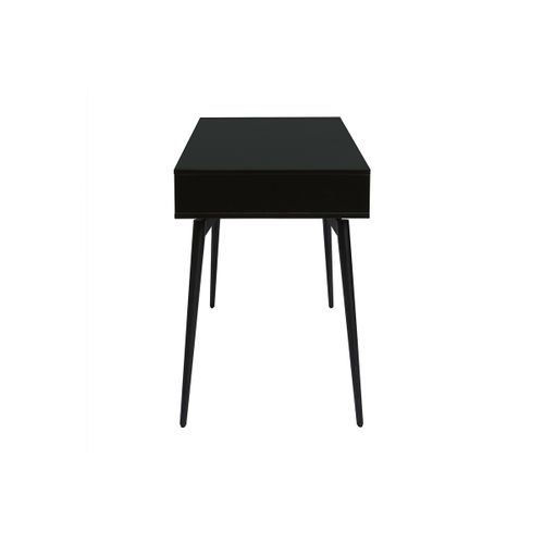 Bureau Avec Rangements 2 Tiroirs Design Noir Mat Et Bois Foncé Noyer L120 Cm Tripoli