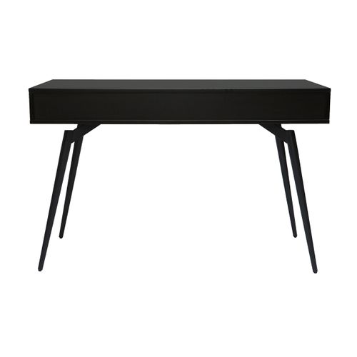 Bureau Avec Rangements 2 Tiroirs Design Noir Mat Et Bois Foncé Noyer L120 Cm Tripoli