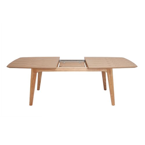 Table Extensible Rallonges Intégrées Rectangulaire En Bois Clair L180-230 Cm Fifties