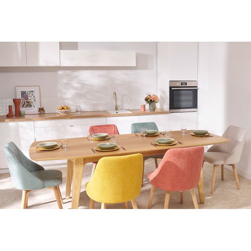 Table Extensible Rallonges Intégrées Rectangulaire En Bois Clair L180-230 Cm Fifties