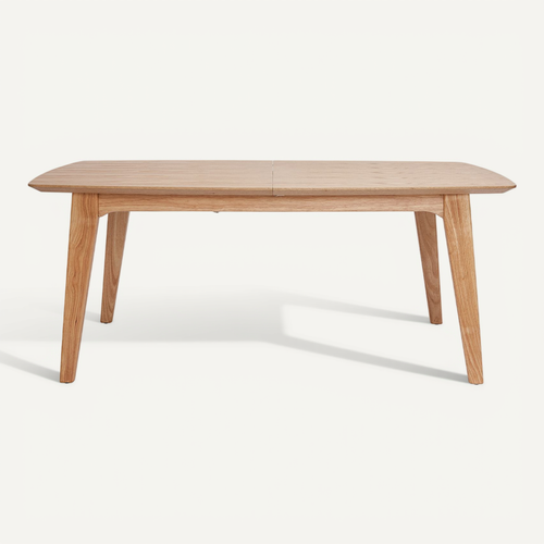 Table Extensible Rallonges Intégrées Rectangulaire En Bois Clair L180-230 Cm Fifties