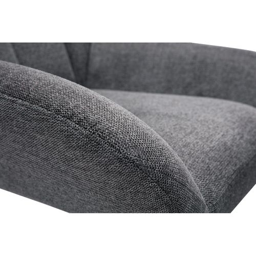 Fauteuil Pivotant Design En Tissu Effet Velours Texuré Gris Et Métal Noir King