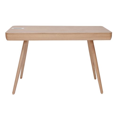 Bureau Connecté Multimédia  Avec Tiroir Bois Clair Massif L120 Cm Clever