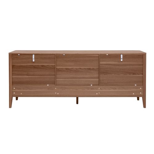 Buffet En Bois Foncé Noyer 2 Portes 3 Tiroirs 180 Cm Benja