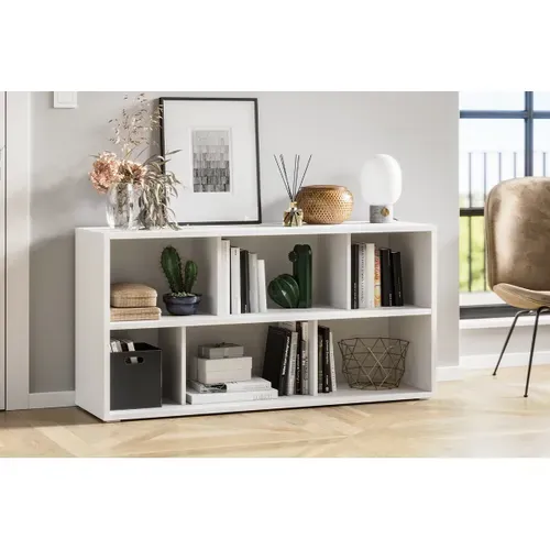 Bibliothèque Basse Finition Bois Blanc L140 Cm Epure