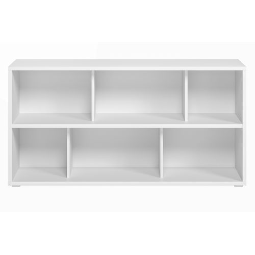 Bibliothèque Basse Finition Bois Blanc L140 Cm Epure