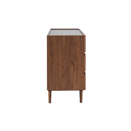 Commode Finition Bois Foncé Noyer 6 Tiroirs L120 Cm Sanaa