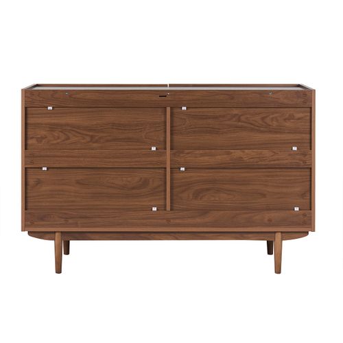 Commode Finition Bois Foncé Noyer 6 Tiroirs L120 Cm Sanaa
