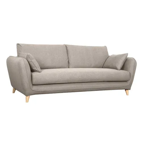 Canapé Convertible Scandinave 3 Places En Tissu Beige Avec Matelas 10 Cm Creep