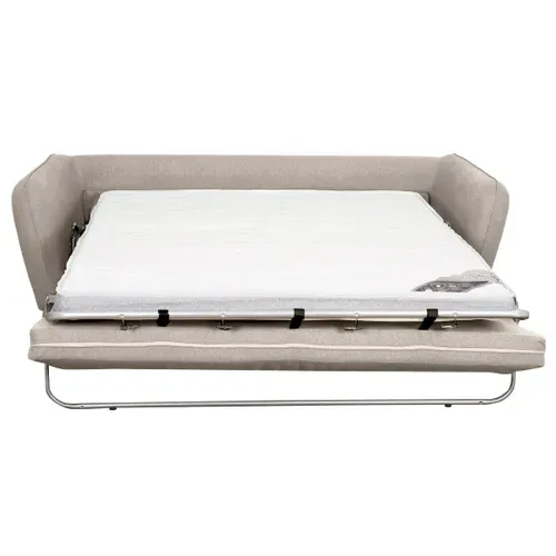 Canapé Convertible Scandinave 3 Places En Tissu Beige Avec Matelas 10 Cm Creep