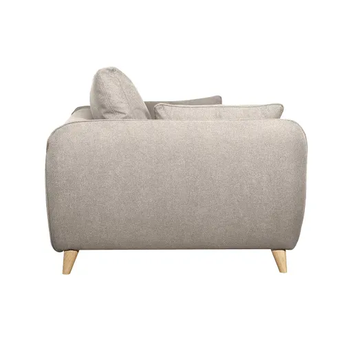 Canapé Convertible Scandinave 3 Places En Tissu Beige Avec Matelas 10 Cm Creep