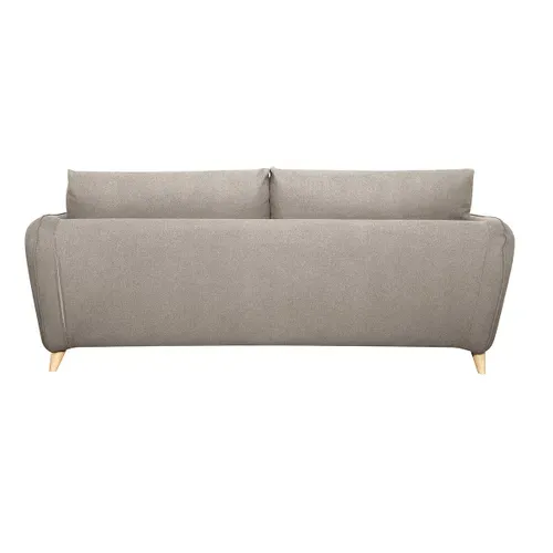 Canapé Convertible Scandinave 3 Places En Tissu Beige Avec Matelas 10 Cm Creep