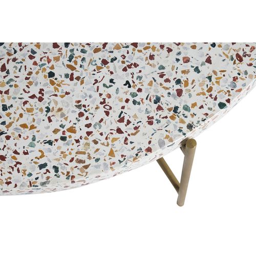 Table Basse Ronde Design En Terrazzo Et Métal Doré D81 Cm Mezzo