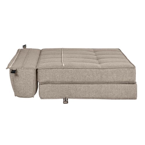 Chauffeuse 2 Places Convertible En Tissu Taupe Katy