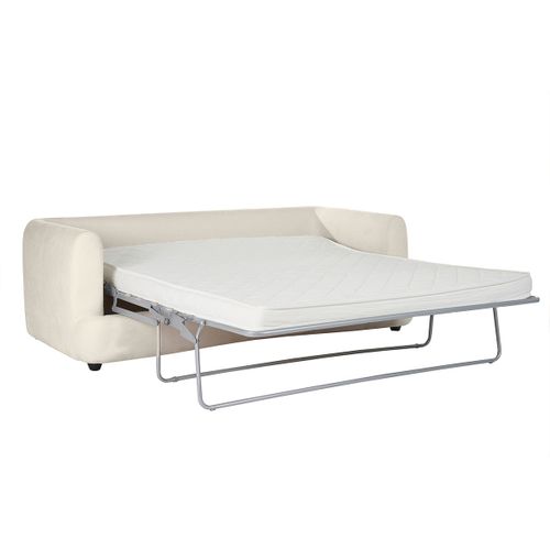 Canapé Convertible Déhoussable 3-4 Places Design Haricot En Tissu Effet Velours Beige Clair Sacha