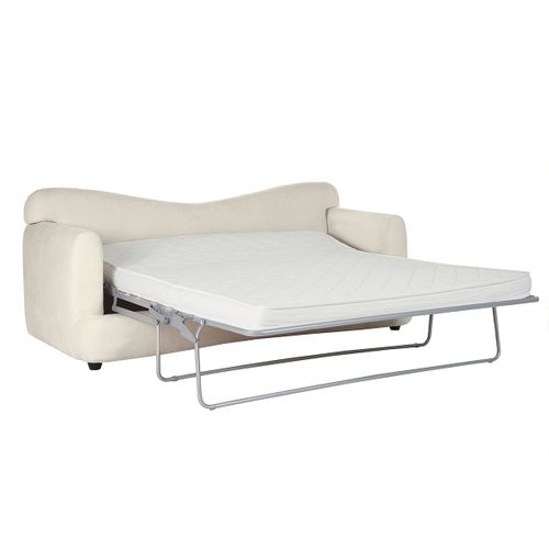 Canapé Convertible Déhoussable 3-4 Places Design Haricot En Tissu Effet Velours Beige Clair Sacha