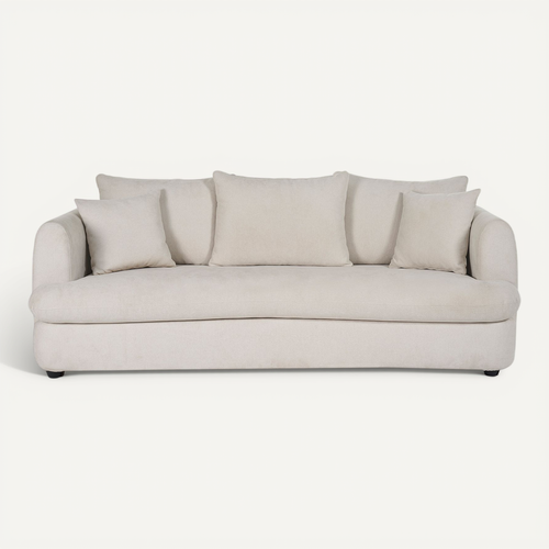 Canapé Convertible Déhoussable 3-4 Places Design Haricot En Tissu Effet Velours Beige Clair Sacha