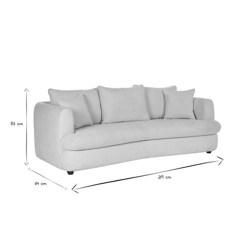 Canapé Convertible Déhoussable 3-4 Places Design Haricot En Tissu Effet Velours Beige Clair Sacha