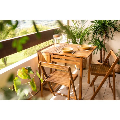 Ensemble de balcon pliable en bois massif Prado avec rangement