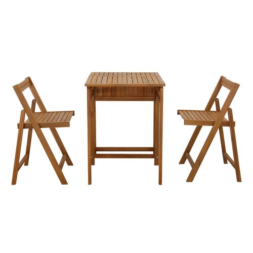 Ensemble de balcon pliable en bois massif Prado avec rangement