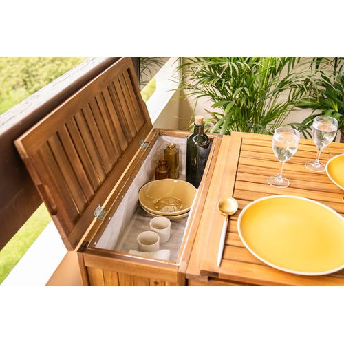 Ensemble de balcon pliable en bois massif Prado avec rangement