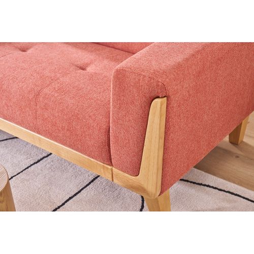 Canapé Scandinave 2 Places En Tissu Terracotta Et Bois Clair Fjord