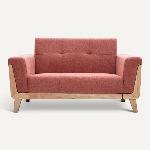 Canapé Scandinave 2 Places En Tissu Terracotta Et Bois Clair Fjord