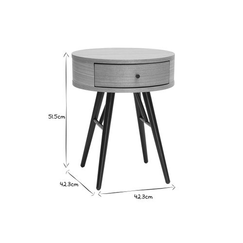 Tables De Chevet Rondes Avec Tiroir Bois Clair Et Métal Noir (lot De 2) Koral