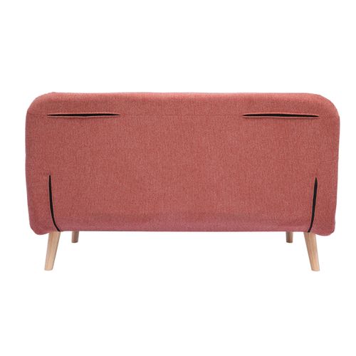 Chauffeuse 2 Places Convertible En Tissu Effet Velours Texturé Terracotta Et Bois Clair Amiko