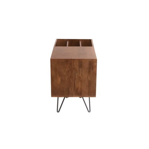 Buffet De Rangement Vinyles En Bois Manguier Massif Teinté Et Métal L90 ...