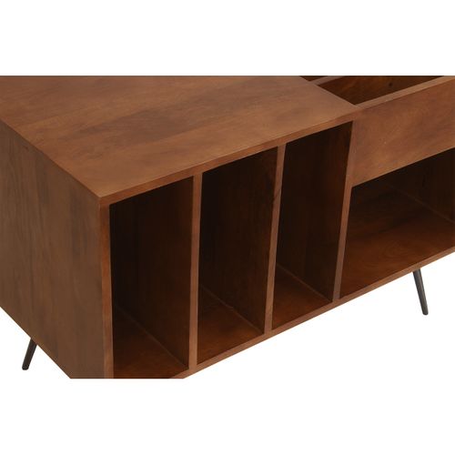Buffet De Rangement Vinyles En Bois Manguier Massif Teinté Et Métal L90 ...