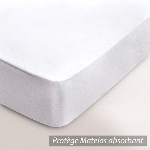 Protège Matelas Antonin 140x210 Cm Bonnet 40 Cm Molleton 220 G/m² Absorbant Blanc