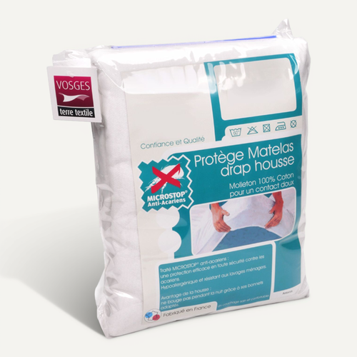 Protège Matelas Antonin 140x210 Cm Bonnet 40 Cm Molleton 220 G/m² Absorbant Blanc