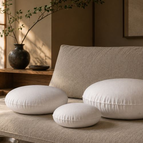 Coussin À Recouvrir Rond 40 Cm C Bullet Blanc Garnissage Polyester