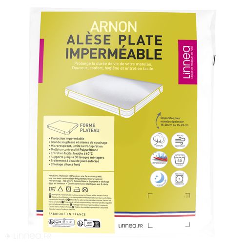 Protège matelas imperméable 140x190 bonnet 30cm ARNON coton contrecollé Protège matelas imperméable 140x190 bonnet 30cm ARNON coton contrecollé
